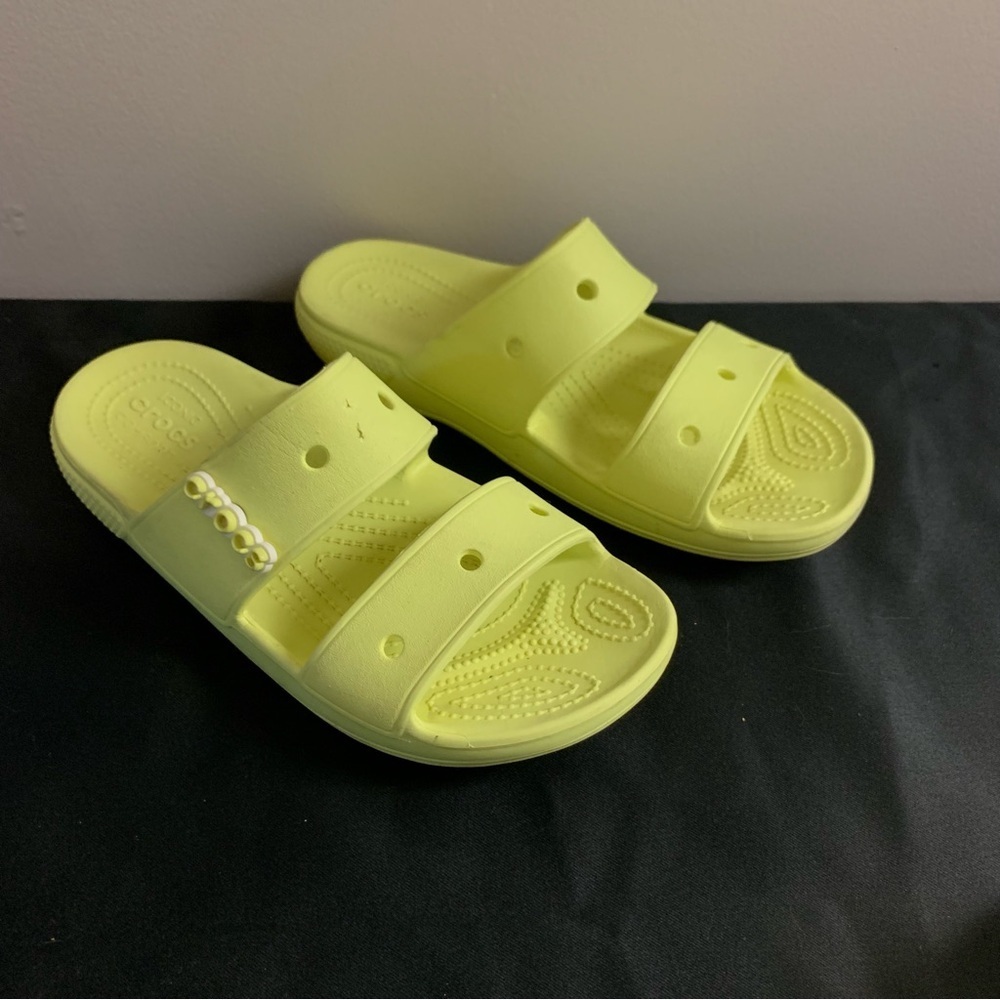 CROCS Women’s Dual-Strap Slide — Neon Lime Yellow